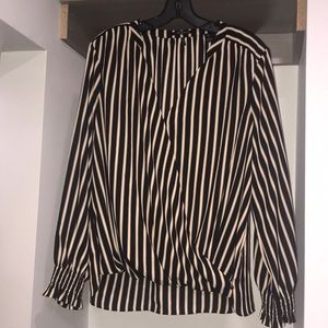 Scotch & Soda Striped Faux Wrap Blouse